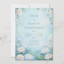 Misty Blue Ethereal Water Lily Frame Wedding