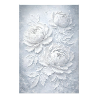 Misty Blue Floral Dream Soft Light Elegant Flower  Photo Print