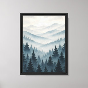Misty Blue Forest Mountain Landscape Canvas Print