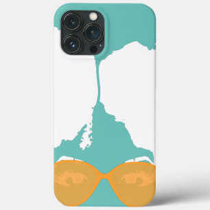 misty blue Girl with Afro with Gold Sunglasses iPhone 13 Pro Max Case