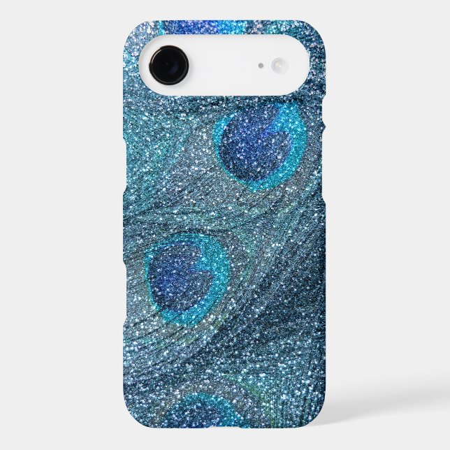 misty blue glitter peacock feathers Case-Mate iPhone case (Back)