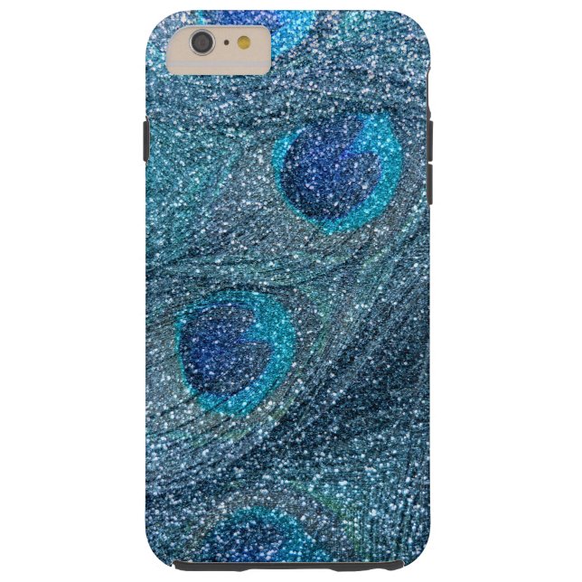 misty blue glitter peacock feathers Case-Mate iPhone case (Back)
