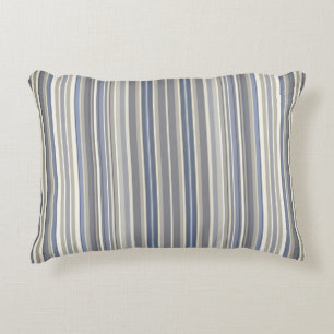Misty Blue Grey Stripes Decorative Cushion