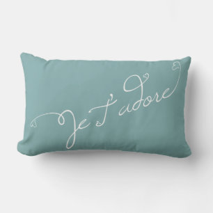 Misty Blue Je T Adore French Phrase I Adore You Lumbar Cushion