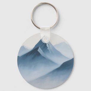 Misty Blue Mountain Peaks Key Ring