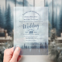 Misty Blue Mountain Pines Calligraphy Wedding