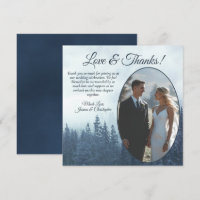 Misty Blue Pine Trees Rustic Wedding Oval Photo