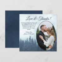 Misty Blue Pine Trees Rustic Wedding Oval Photo