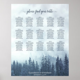Misty Blue Pines 15 Table Wedding Seating Chart