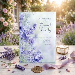 Misty Blue Romantic Lavender Frame Invitation