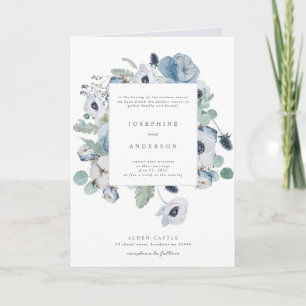 Misty Blues Wedding Pocket Invitation