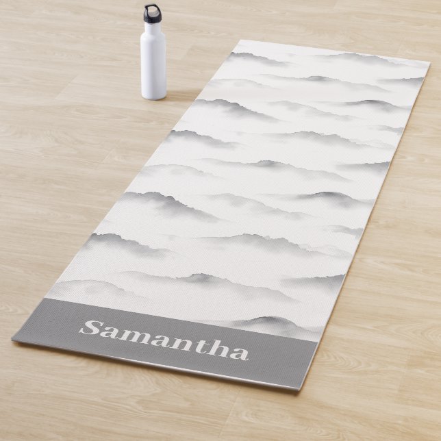 Misty Brushstroke Texture Zen Ink Yoga Mat (In Situ)