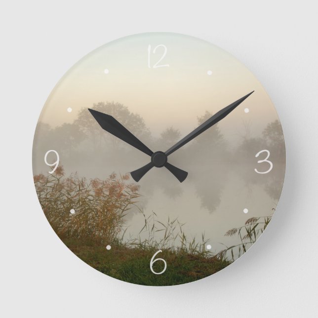 Misty canal morning round clock (Front)