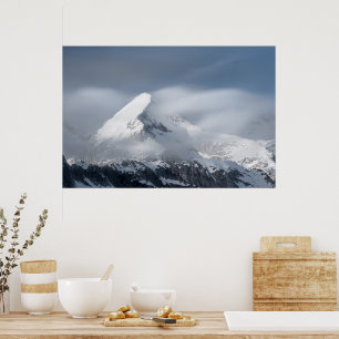 Misty clouds over mountain Grintovec, Slovenia Poster