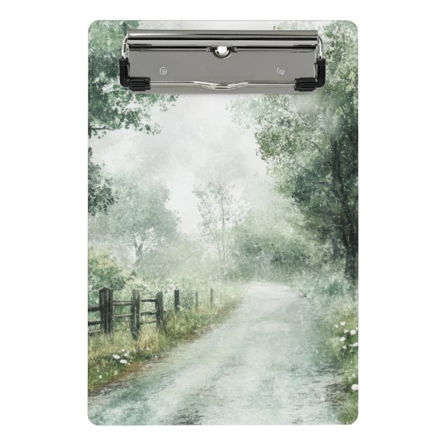 Misty Country Road Forest Path Landscape (1) Mini Clipboard (Front)