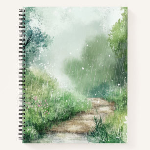 Misty Country Road Forest Path Landscape (2) Notebook