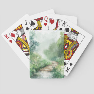 Misty Country Road Forest Path Landscape (2) Playing Cards