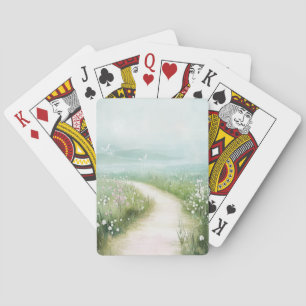 Misty Country Road Forest Path Landscape (3) Playing Cards