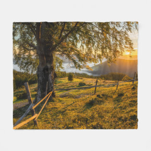 Misty Dawn in a Forest Fleece Blanket