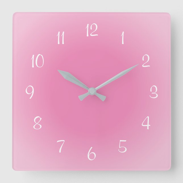 Misty Edges Pink Frosted Design Soft Colours Square Wall Clock (Front)