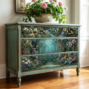Misty Emerald Enchanted Forest Path Decoupage Tissue Paper