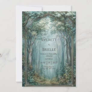 Misty Enchanted Forest Arch Wedding Invitation