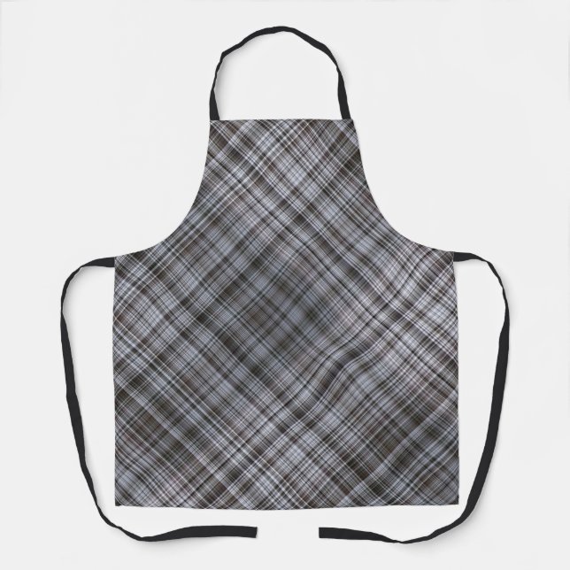 Misty February Blue and Grey Plaid Apron (Front)