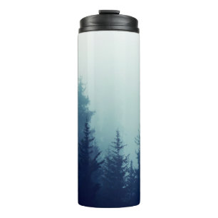 Misty fog in pine forest on mountain slopes. Color Thermal Tumbler