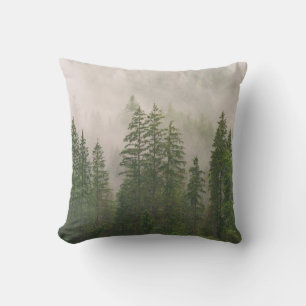 Misty Foggy Forest Trees Cushion