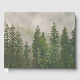 Misty Foggy Forest Trees Guest Book