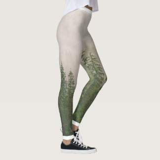 Misty Foggy Forest Trees Leggings