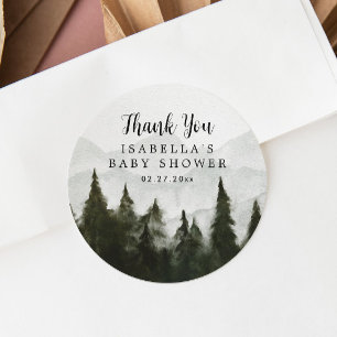 Misty Forest Baby Shower Thank You Classic Round Sticker