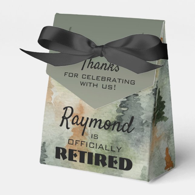 Misty Forest Masculine Retirement Party Favour Box (Front Side)