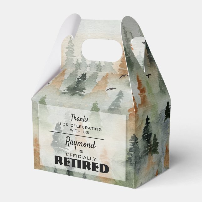 Misty Forest Masculine Retirement Party Favour Box (Front Side)