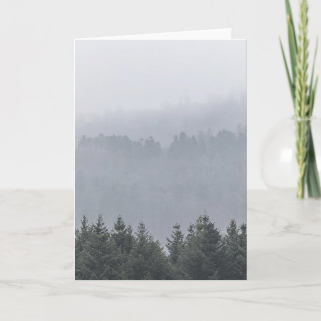 Misty Forest Mountains Nature Photo Card (Front)
