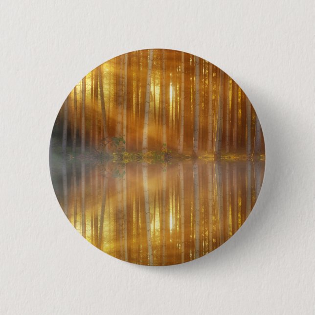 Misty Forest Scene 6 Cm Round Badge (Front)