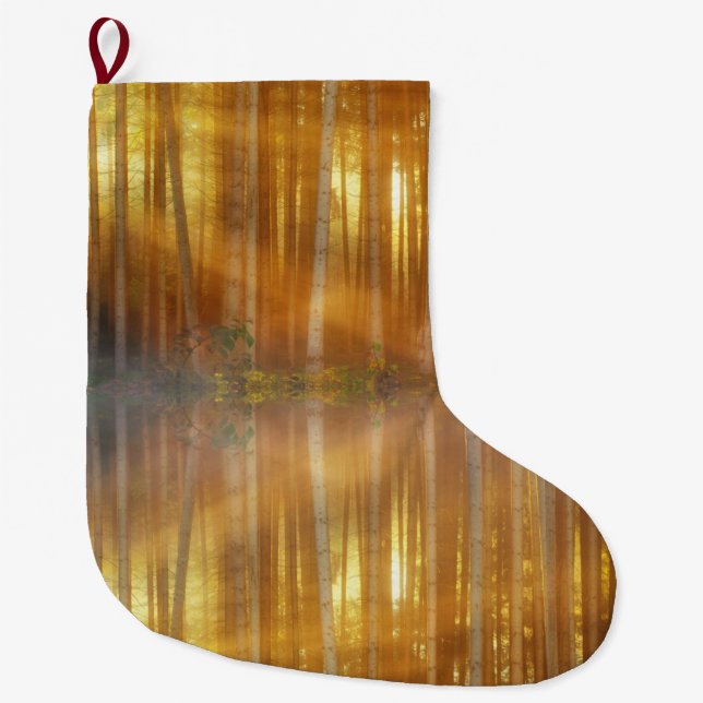 Misty Forest Scene Large Christmas Stocking (Front)