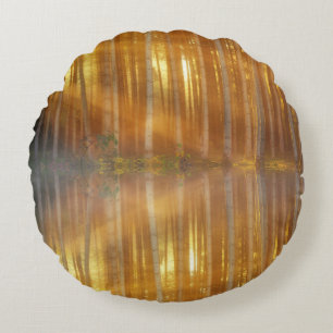 Misty Forest Scene Round Cushion