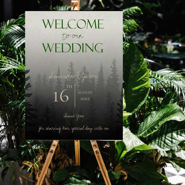 Misty Forest Trees Welcome To Our Wedding Party Poster (Creator Uploaded)