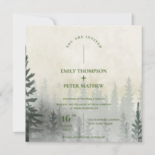 Misty Forest Watercolor Trees Romantic Wedding