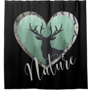 Misty Forest with Big Buck Deer "Nature" Shower Curtain