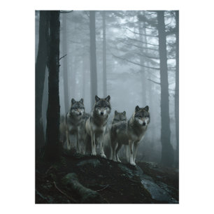 Misty Forest Wolf Pack Photo Print