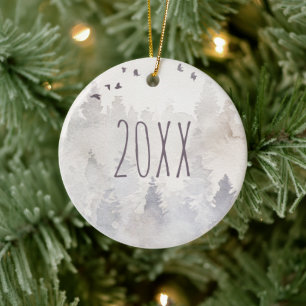MistY Forest Year Photo Ceramic Ornament