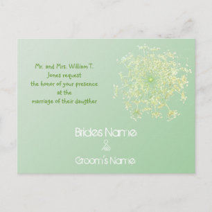 Misty Green Queen Anne's Lace Weddding Invitation