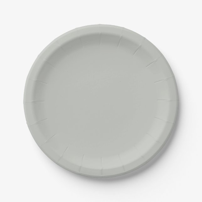 Misty Grey Green Solid Colour Paper Plate (Front)
