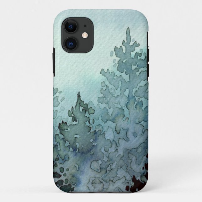 Misty Grey Watercolor Trees Case-Mate iPhone Case (Back)