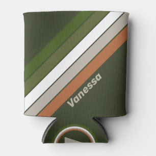 Misty Grove Stripes with Name Can Cooler