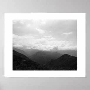 Misty Hills Black and White Poster