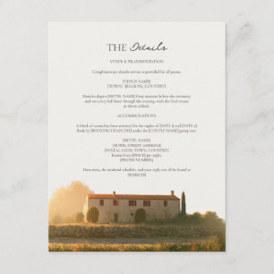 Misty Italian Countryside Farmhouse Wedding Detail Enclosure Card