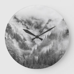 Misty Jiuzhaigou: UNESCO Heritage China. Large Clock